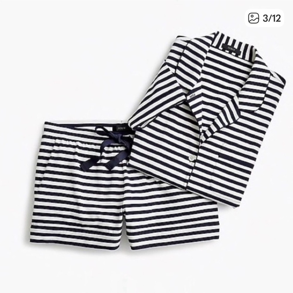 J CREW Dreamy Short Sleeve Shorts Cotton Pajama Set Stripe